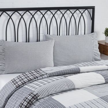 Sawyer Mill Black Ruffled Ticking Stripe Standard Pillow Case Set of 2 VHC Brands - The Fox Decor